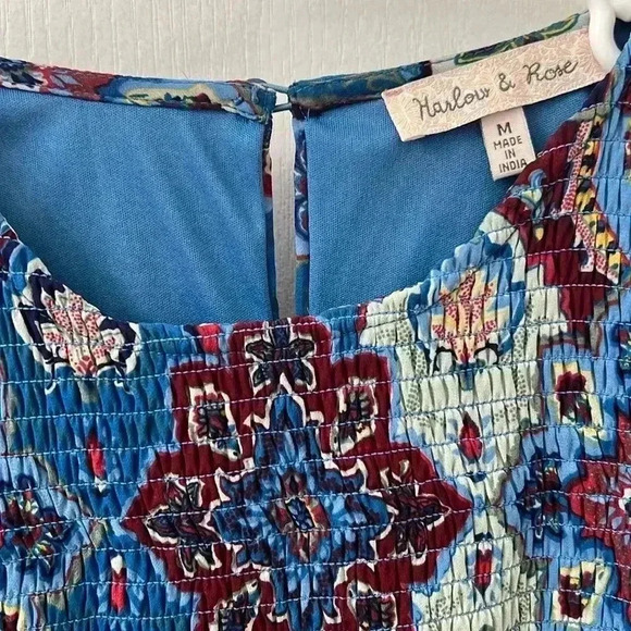 Harlow & Rose Dress Women’s Size Medium Smocked Modest Prairie Boho Peasant - Picture 5 of 12